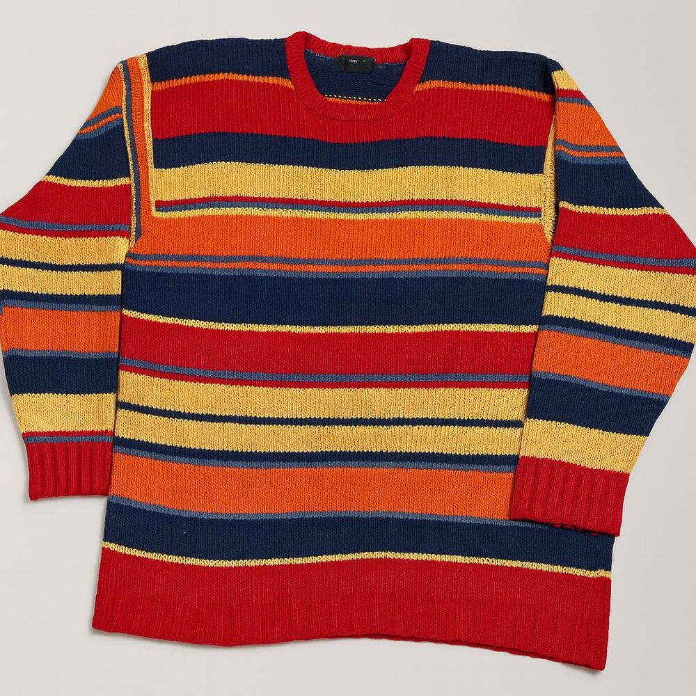 J. Crew Mens Vintage 100% Lambswool Striped Sweater L Flawless-90's Preppy